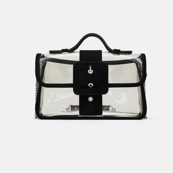 zara black transparent bag